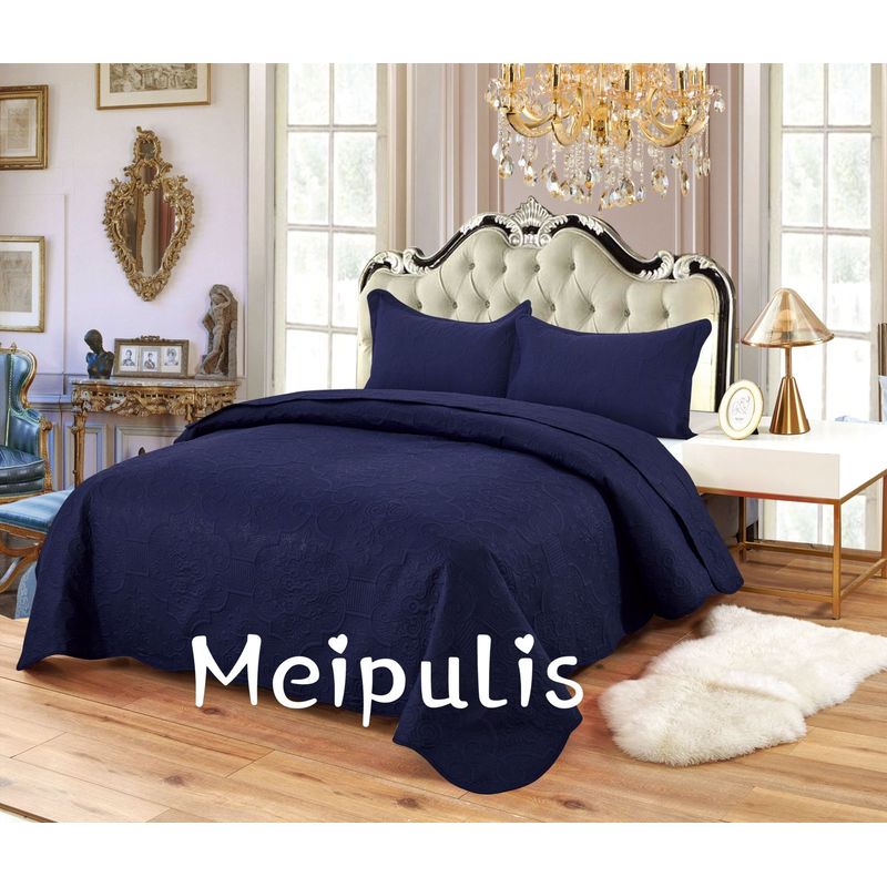 GENERICO - Cobertor Quilts de Verano 2 plazas Azul Marino