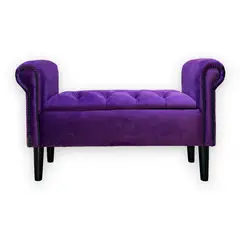 GENERICO - BANQUETA BAUL 110X45 BRAZO REDONDO FELPA MORADO