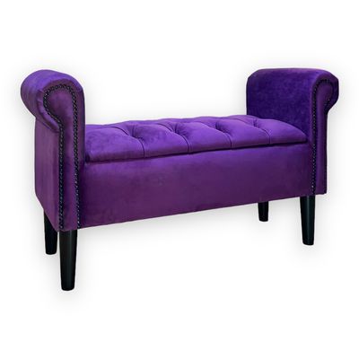 Imagen 2 del producto BANQUETA BAUL 110X45 BRAZO REDONDO FELPA MORADO