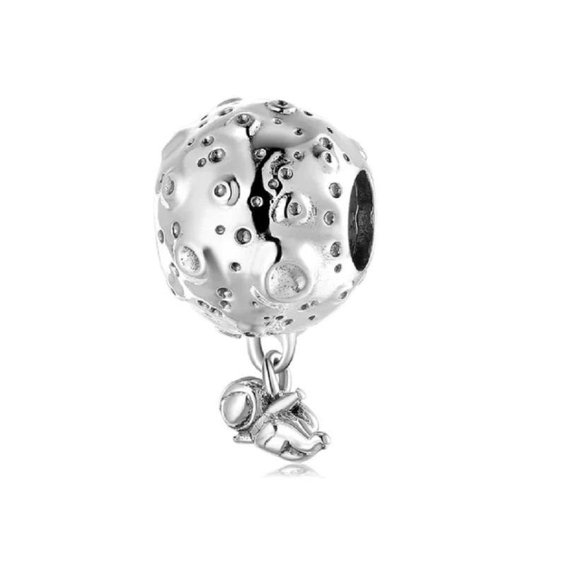 SILVER HEART - Charm Luna y Astronauta en Plata Fina 925 SILVER HEART