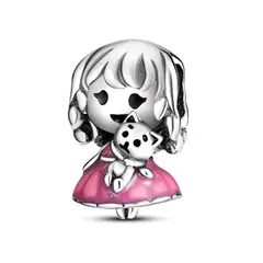 SILVER HEART - Charm Niña y Gato en Plata Fina 925