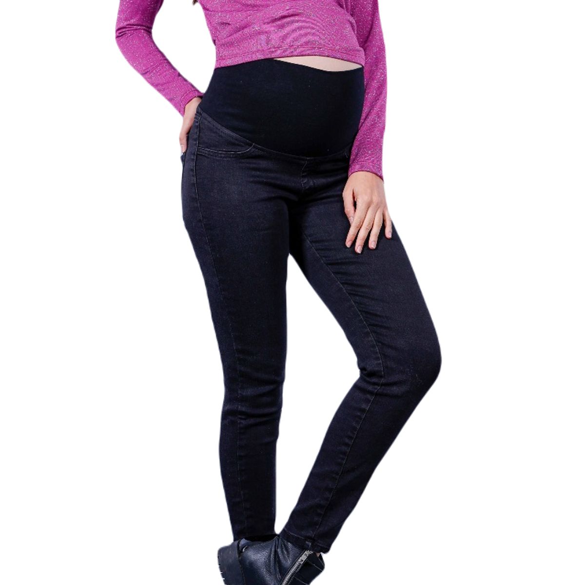 MADREMIA - Jeans Maternal Pitillo Negro Madremia