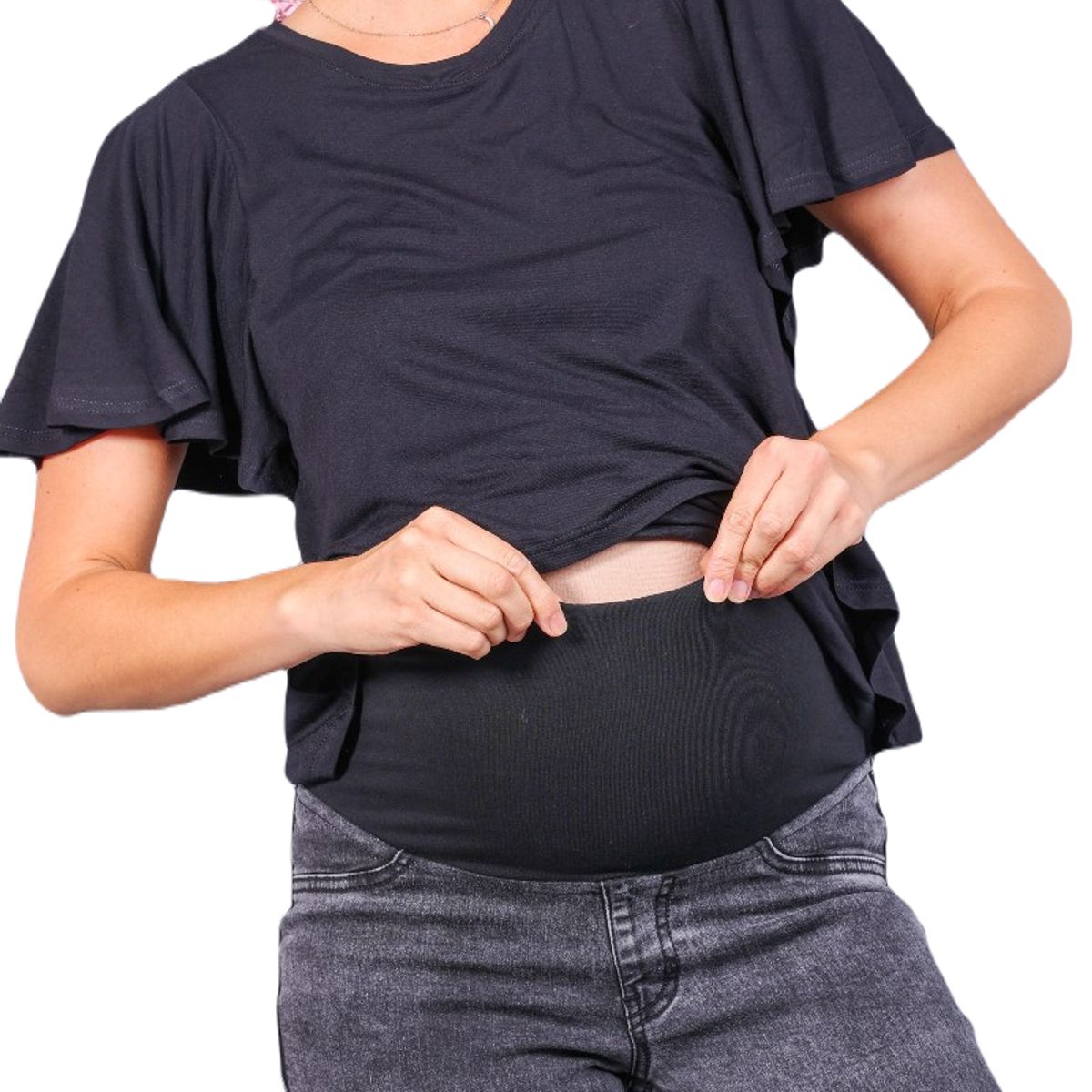 MADREMIA - Jeans Maternal Pitillo Gris Oscuro Madremia