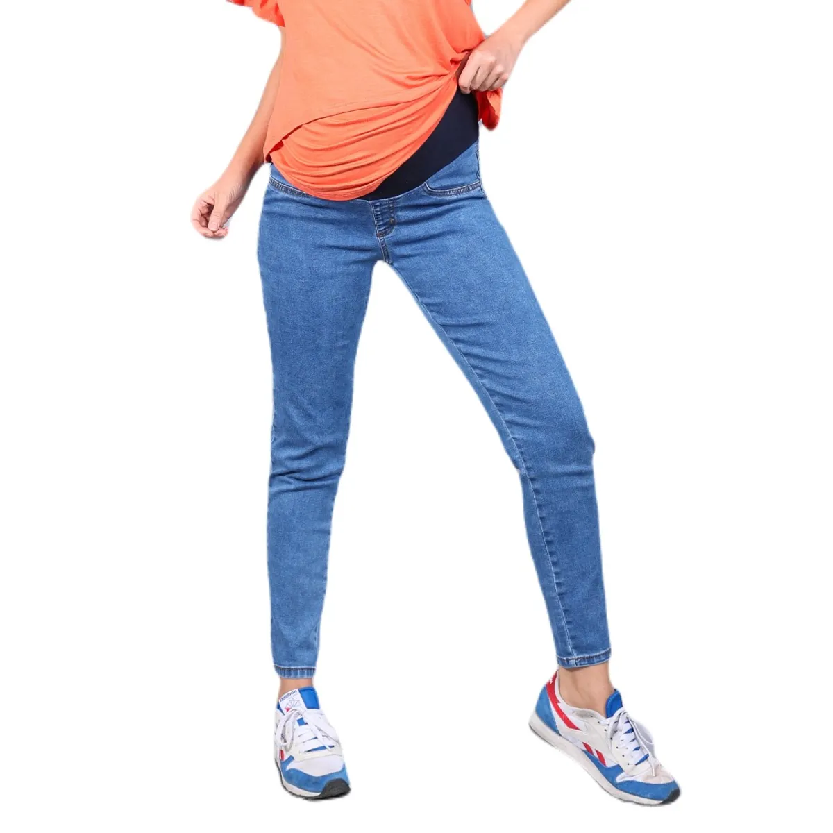 MADREMIA - Jeans Maternal Pitillo Medium Light Azul Madremia