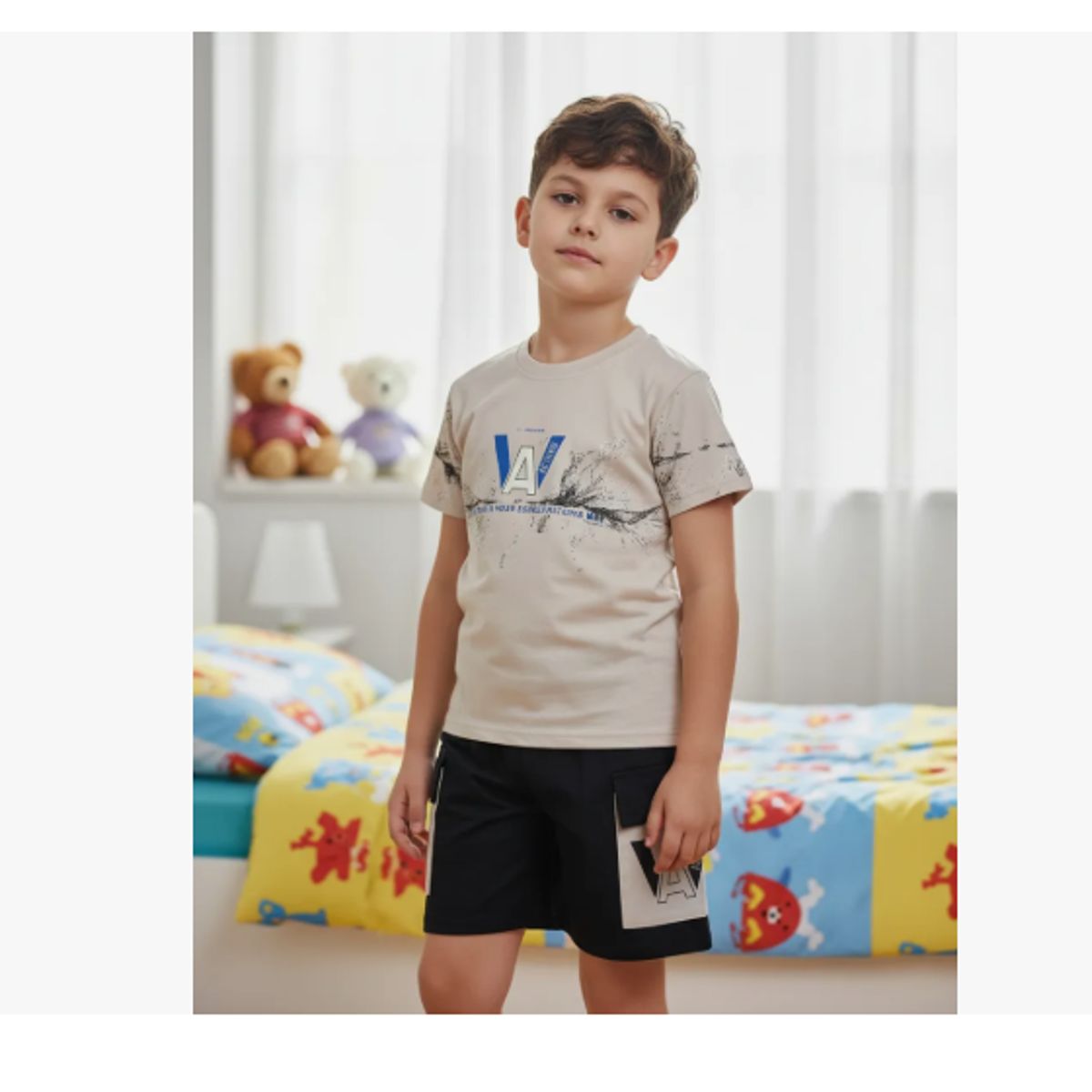 AGW - Pack 3 Pijamas Niño Manga Corta Algodón Diseños Variados.