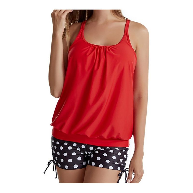 HIPSY - Tankini Traje De Baño Short Tiro Alto Sport Colores