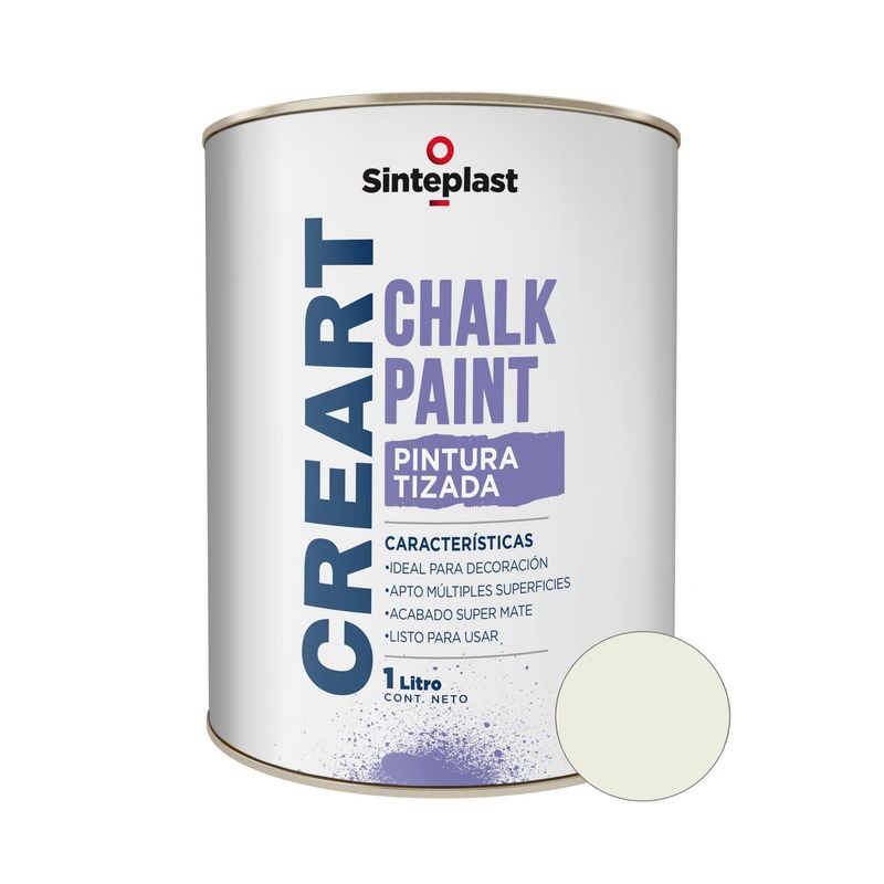SINTEPLAST - Pintura Tizada para Melamina Blanco Algodón 1 LT