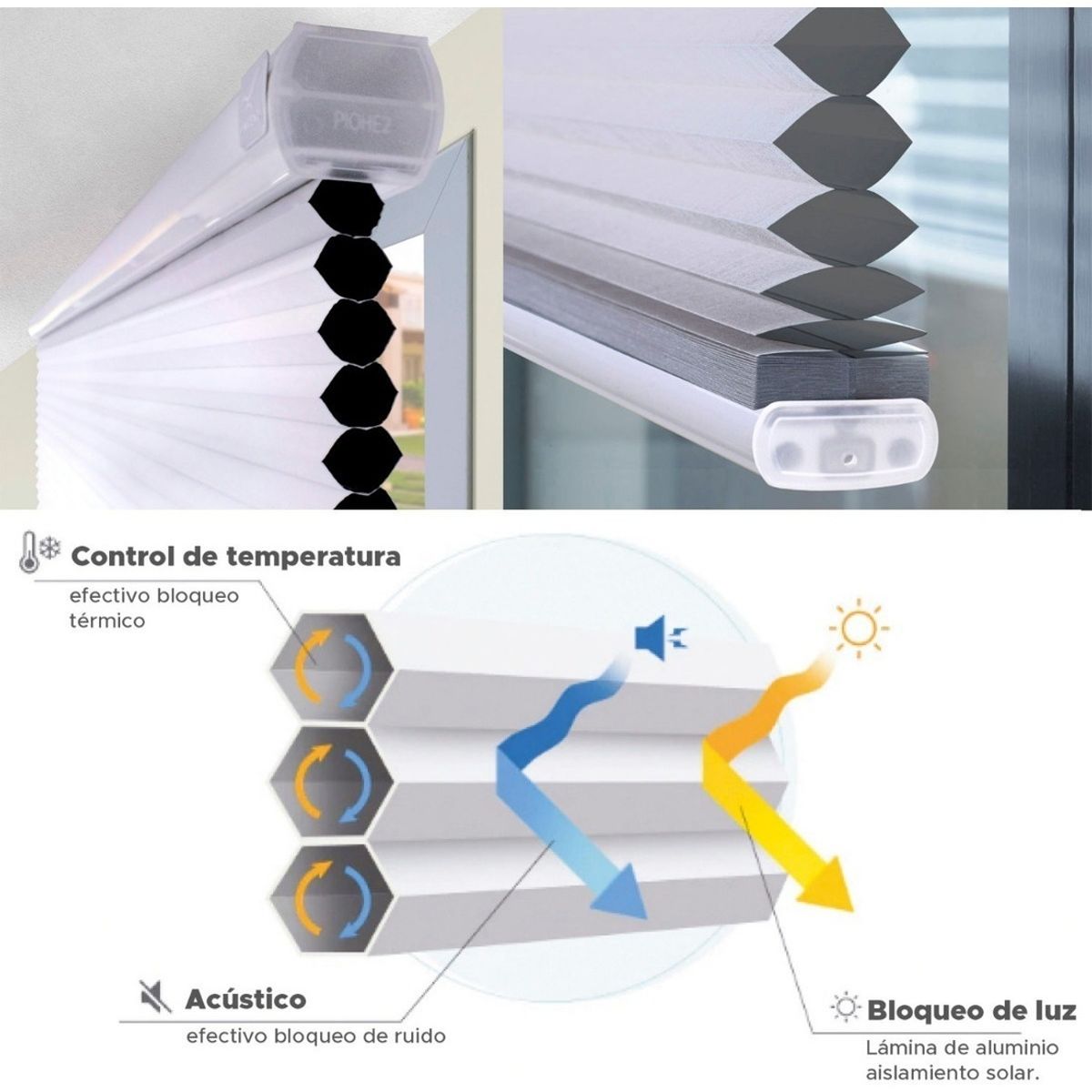VINCENZI - Cortina Honeycomb Termo-Acústicas Blanca 180 X 240 Cm