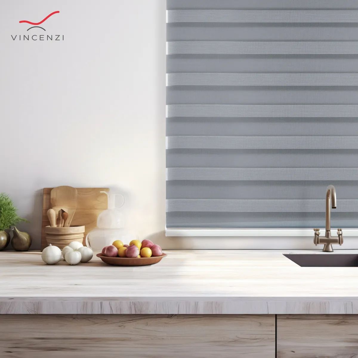 VINCENZI - Cortina Roller Duo Gris 240x240 cm