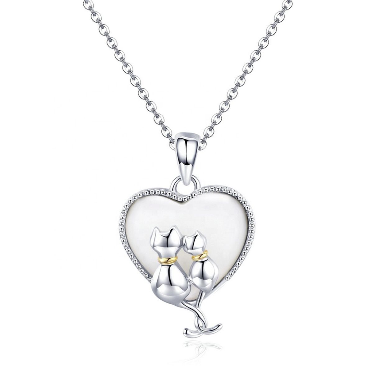 GENERICO - Collar plata 925 gato opalo mujer regalo gatito