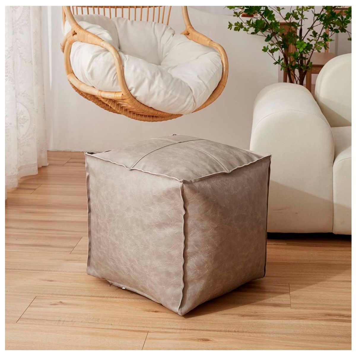 GENERICO - Pufs otomano de estilo nórdico Gris 45x45 cm