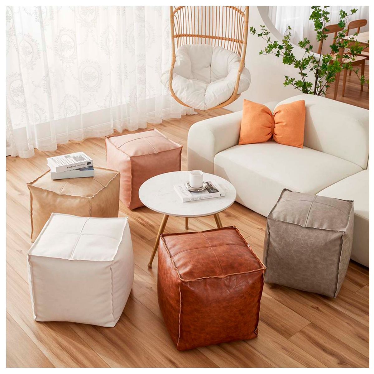 GENERICO - Pufs otomano de estilo nórdico Gris 45x45 cm