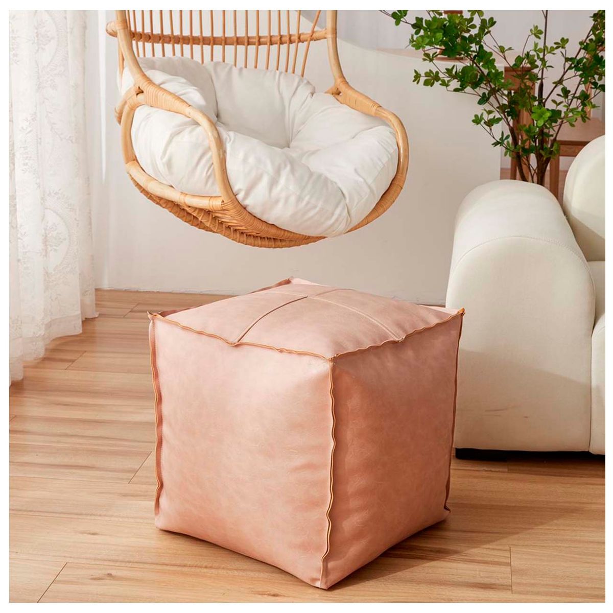 GENERICO - Pufs otomano de estilo nórdico Rosa 45x45 cm