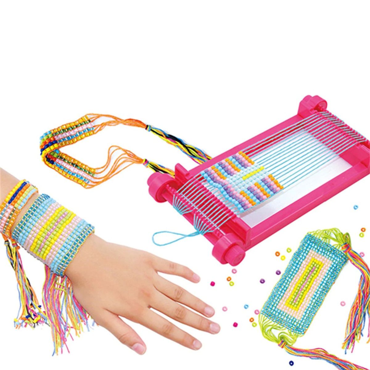 SPACEZAT - Set Mostacillas para Pulseras DIY con Armador Niñas