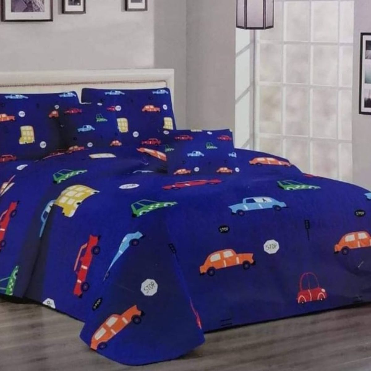 ANGELES DEL HOGAR - Cobertor de verano Quilt Plaza y Media Azul carritos