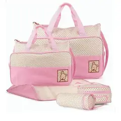GENERICO - Bolso Maternal 5 Piezas Mudador Rosa