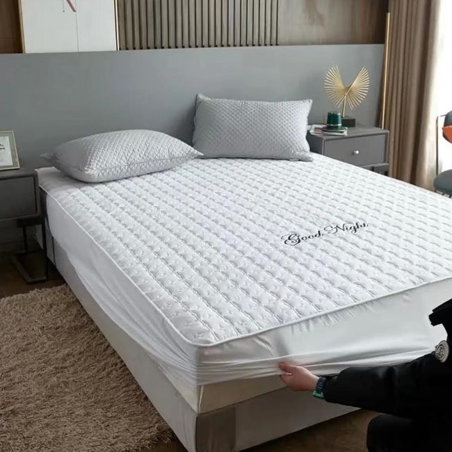 ANGELES DEL HOGAR - Cubrecolchon Impermeable King + 2 Fundas de Almohadas Blanco