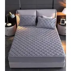 ANGELES DEL HOGAR - Cubrecolchon Impermeable 2 Plazas + 2 Fundas de Almohadas Gris