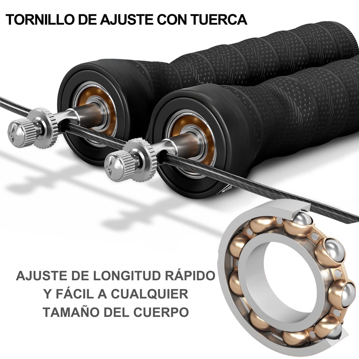 NOVYSTOR - Cuerda para saltar crossfit ajustable con rodamiento + Bolso