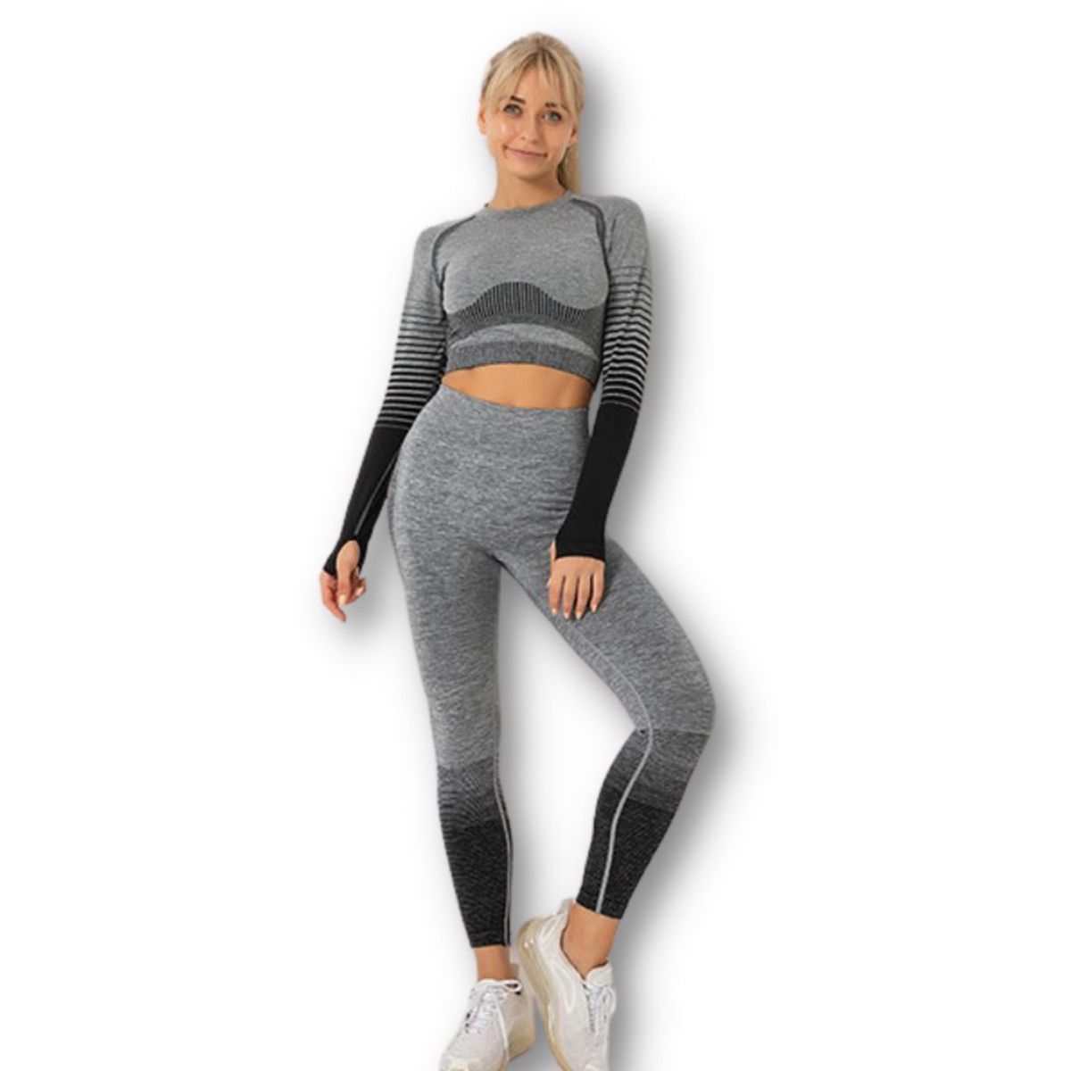 WILD TRAVEL - Conjunto Fitness Gimnasio 2 Piezas Manga Larga Sin Costuras
