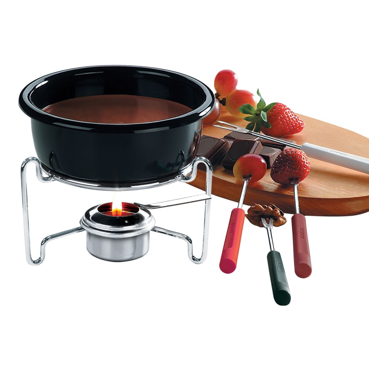 BRINOX - JUEGO FONDUE 07PZS - ACERO INOXIDABLE - CHOCOLATE