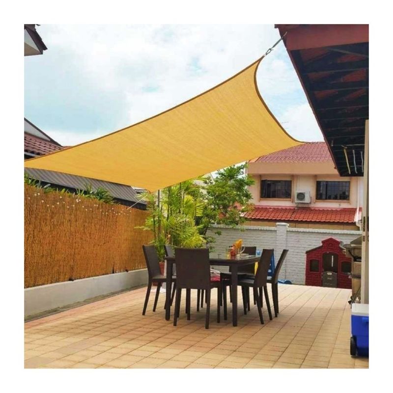 BJ HOGAR - Toldo Cuadrado de Lona con Malla Anti-UV 5x5 m Beige