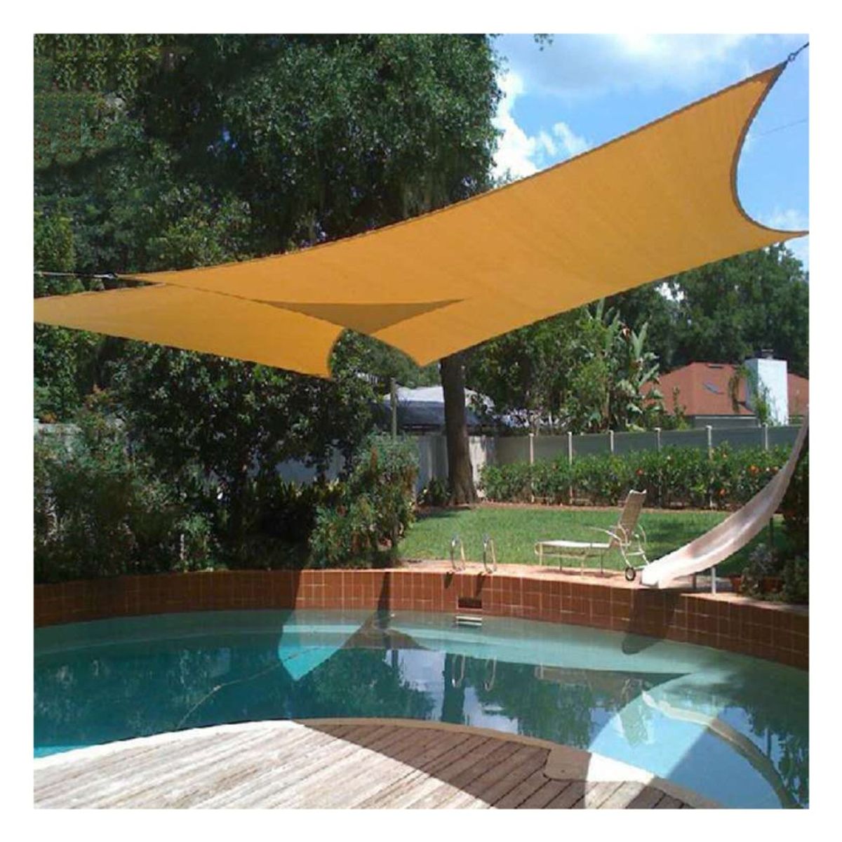 BJ HOGAR - Toldo Cuadrado de Lona con Malla Anti-UV 5x5 m Beige