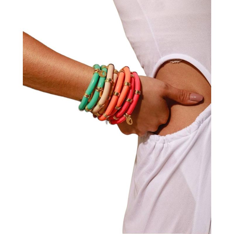 GENERICO - Conjunto de 2 pulseras resina y metal neon
