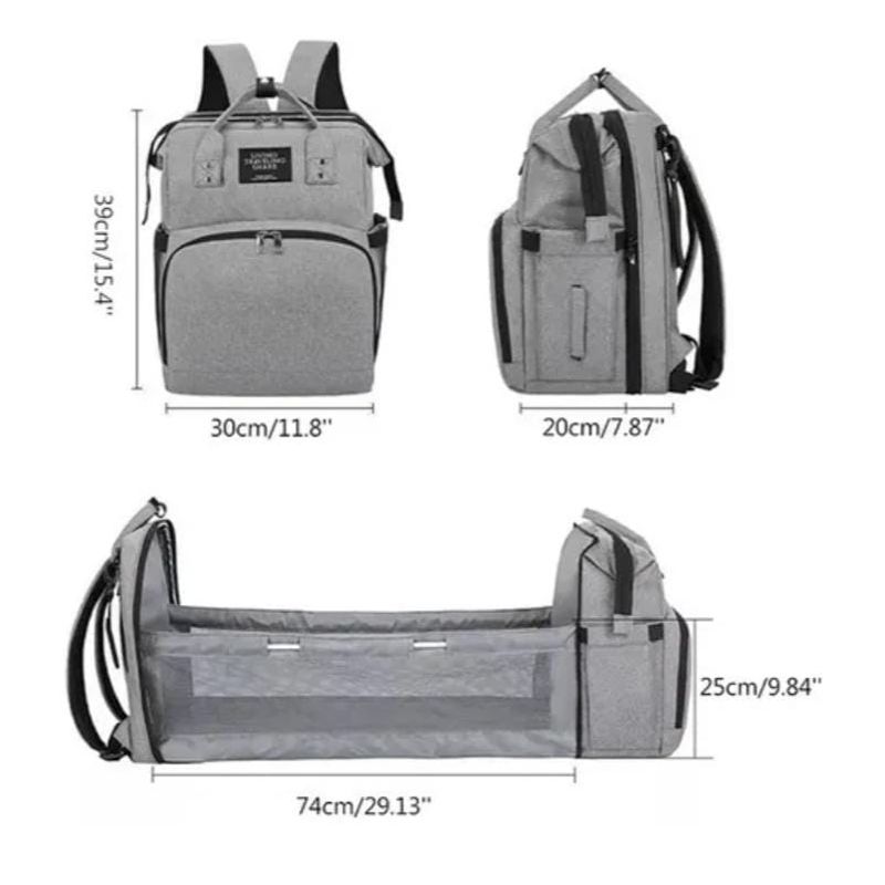 GENERICO - Bolso Mochila Cuna Mudador Portátil Plegable Maternal Gris