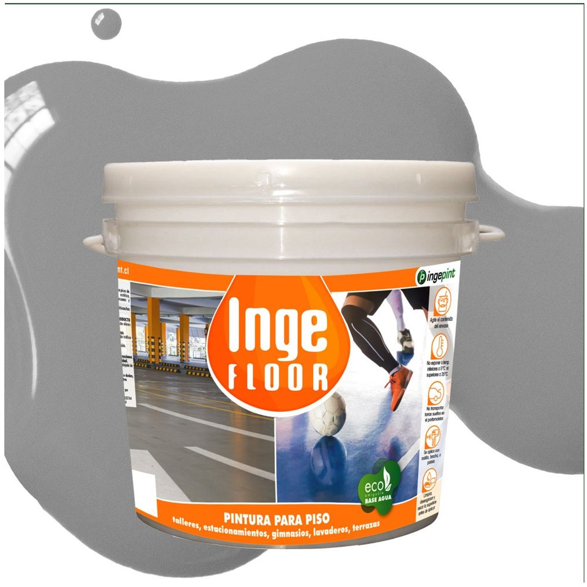 INGEPINT - Pintura para piso base agua 1 gl gris