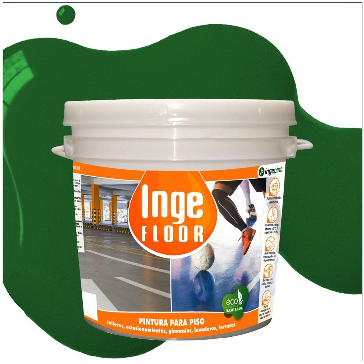 INGEPINT - Pintura para piso base agua 1 gl verde
