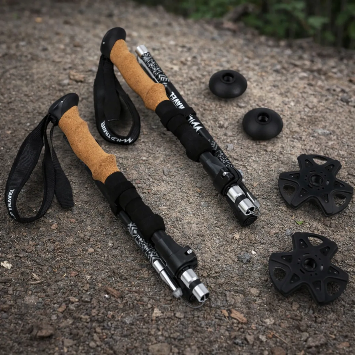 WILD TRAVEL - Pack Bastones Plegables de trekking Wild Travel Negro