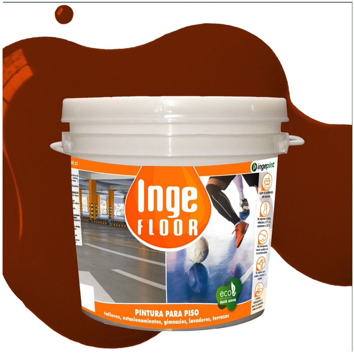 INGEPINT - Pintura para piso base agua 1 gl rojo ladrillo