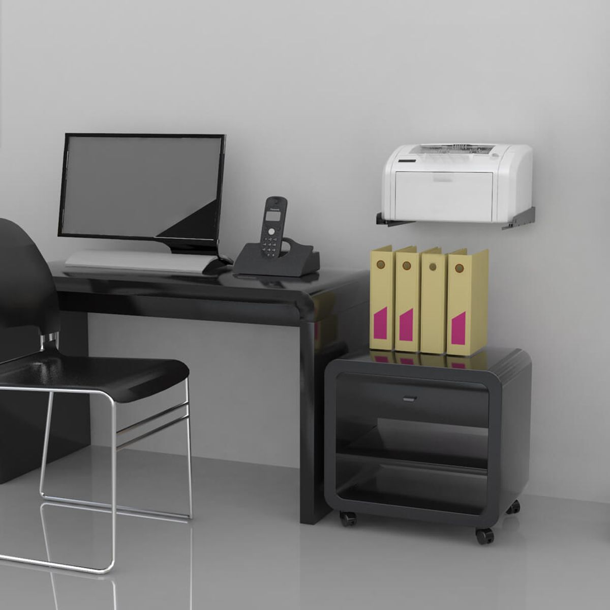 BRASFORMA - Soporte para MICROONDAS - IMPRESORA  ajustable - Negro SBR5.1 Brasforma