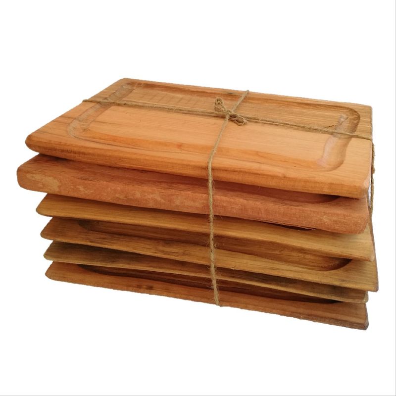 GENERICO - Set 6 platos  rústicos madera nativa Brasas & Cueros