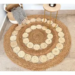 TODOHOGAR SANTIAGO DE CHILE - Alfombra Redonda de Yute 118cm 9530-9