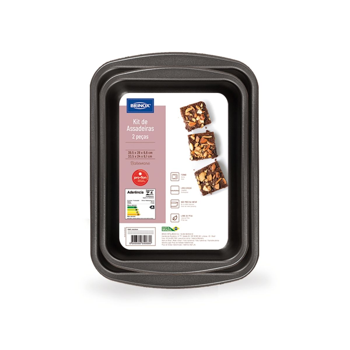 BRINOX - JUEGO ASADERA RECTANGULAR 2 PZS