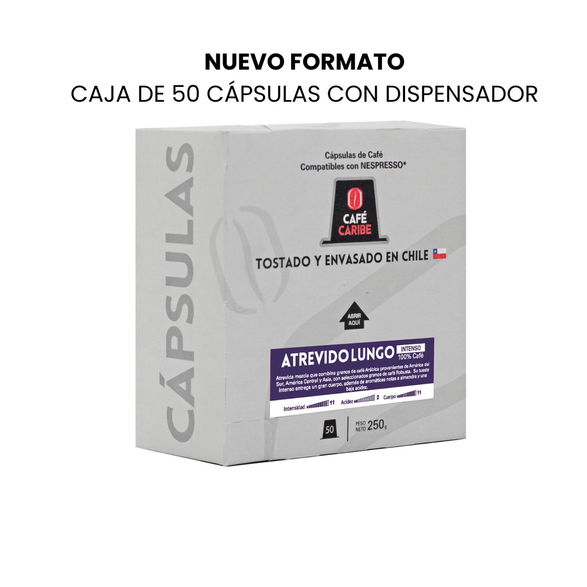 CAFE CARIBE - Café Atrevido Lungo 100 cápsulas Nespresso compatibles