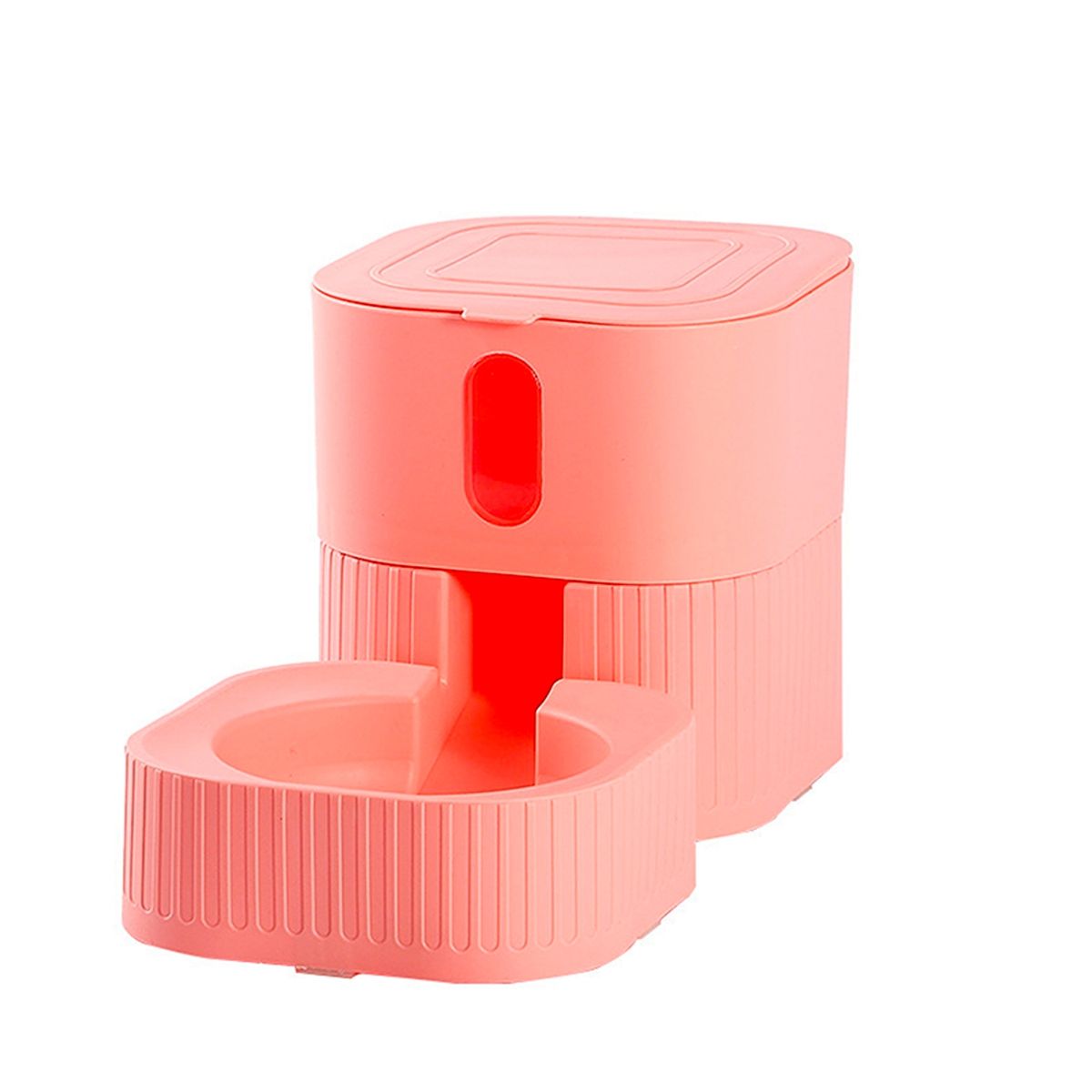 GENERICO - Dispensador de Comida Para Mascotas Diseño Cuadrado Rosado