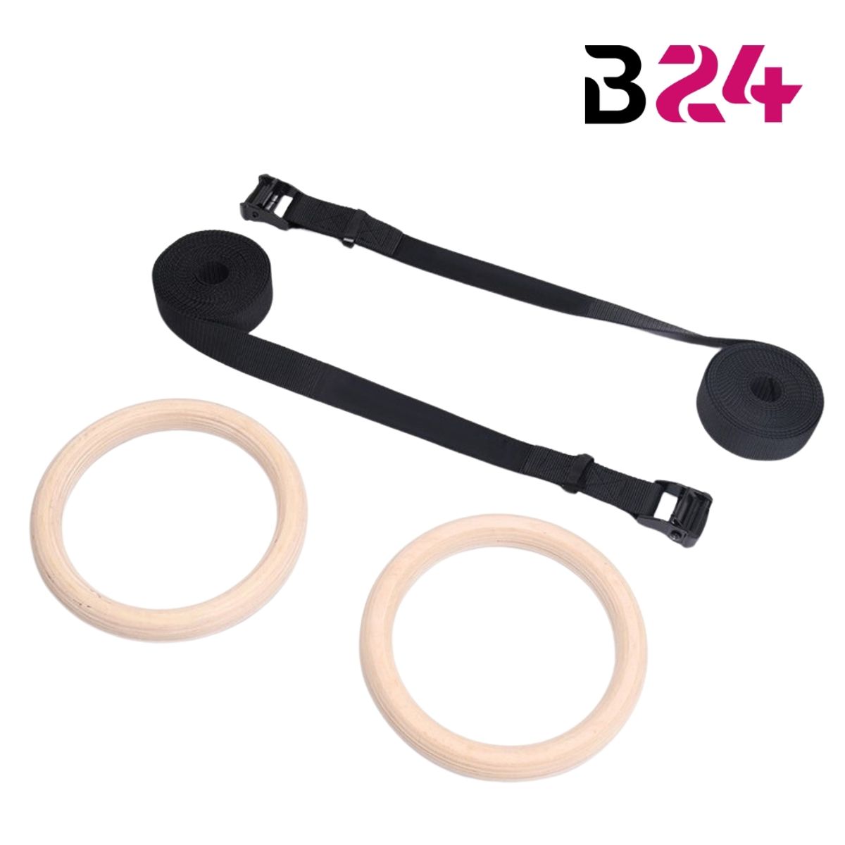 NOVYSTOR - Anillas Olímpicas Madera con hebillas metálicas Calistenia