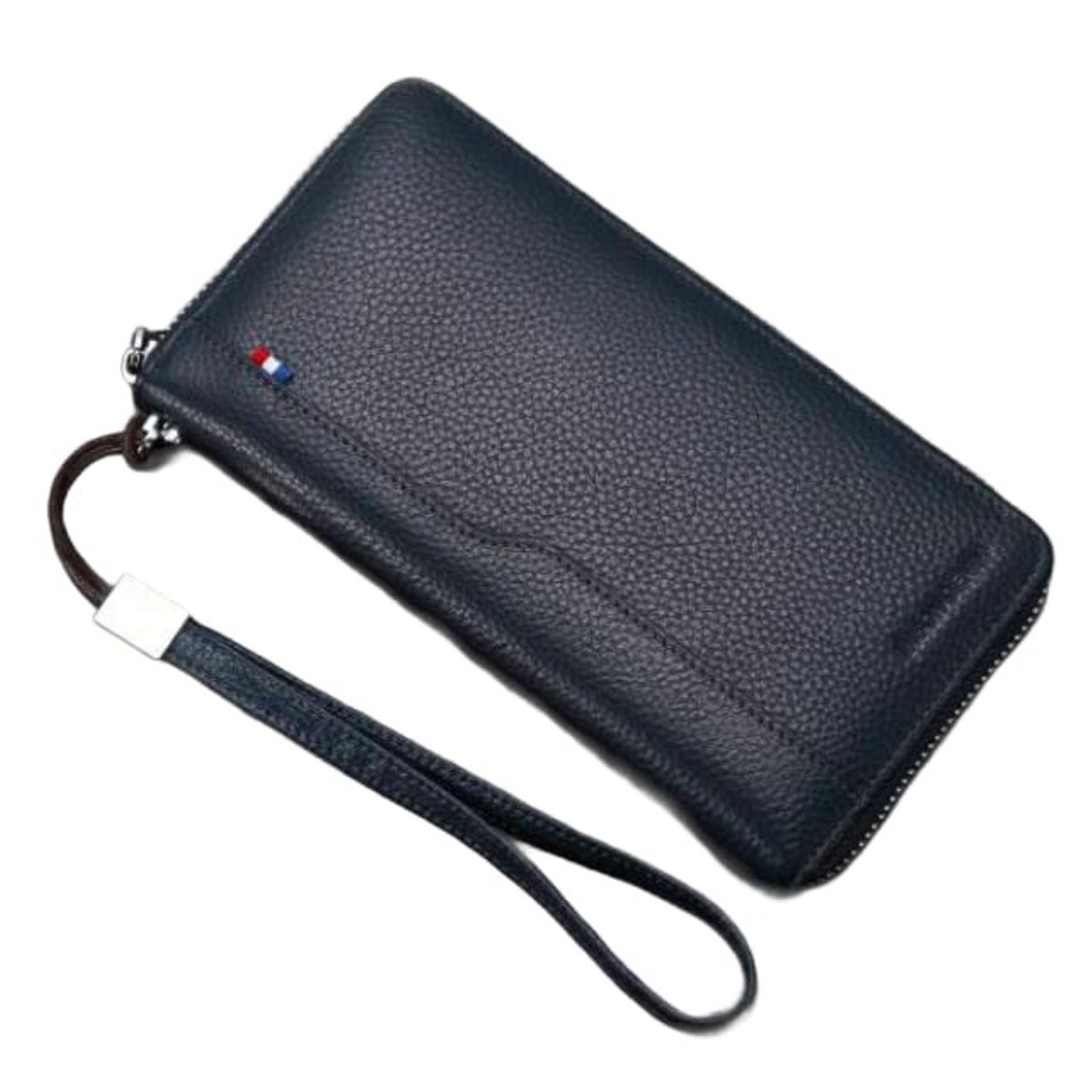 GENERICO - Chequera Gruesa Cuero Genuino Lujo Bison Denim Mod Acordeón