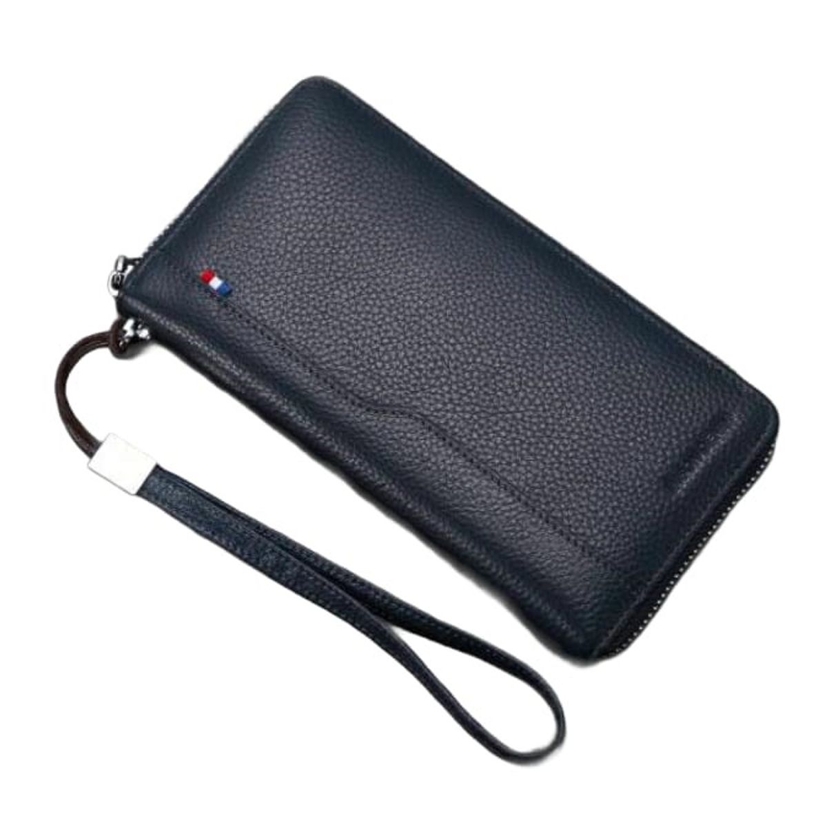 GENERICO - Chequera Gruesa Cuero Genuino Lujo Bison Denim Mod Acordeón