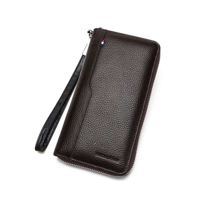 GENERICO - Chequera Gruesa Cuero Genuino Lujo Bison Denim Mod Acordeón