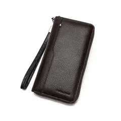 GENERICO - Chequera Gruesa Cuero Genuino Lujo Bison Denim Mod Acordeón