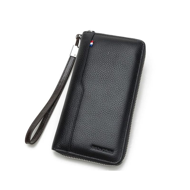 GENERICO - Chequera Gruesa Cuero Genuino Lujo Bison Denim Mod Acordeón