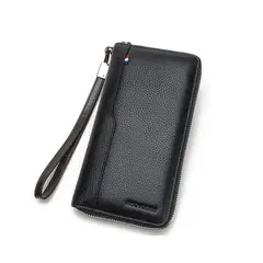 GENERICO - Chequera Gruesa Cuero Genuino Lujo Bison Denim Mod Acordeón