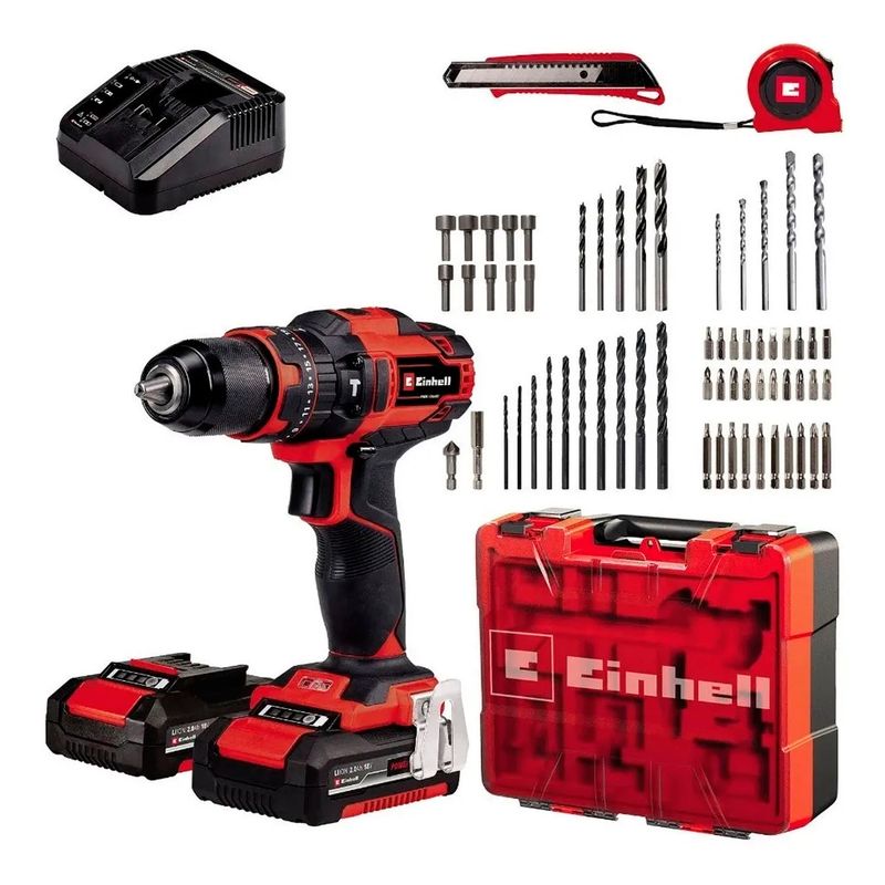 EINHELL - Taladro Atornillador Percutor 13mm 2 Bat 18v+ 64 Acc Einhell