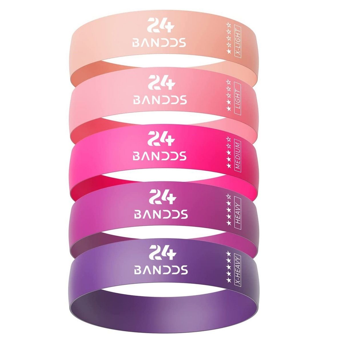 NOVYSTOR - Kit 5 Bandas elasticas de resistencia rosa fitness + Bolso