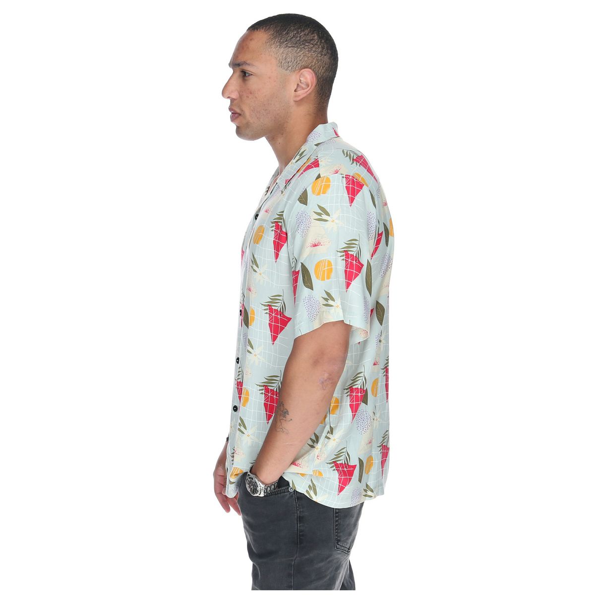BURTON - Camisa M/C Hombre Tropical Geometry Azul BURTON