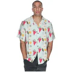 BURTON - Camisa M/C Hombre Tropical Geometry Azul